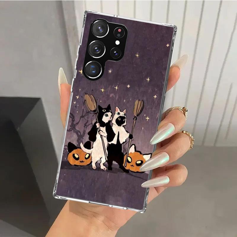 Witch And Cat Colorful Cute Phone Case for Samsung Galaxy S26 S24 S23 Ultra S25 Edge S22 S21 Plus S20 FE + Soft Print Shell Fund