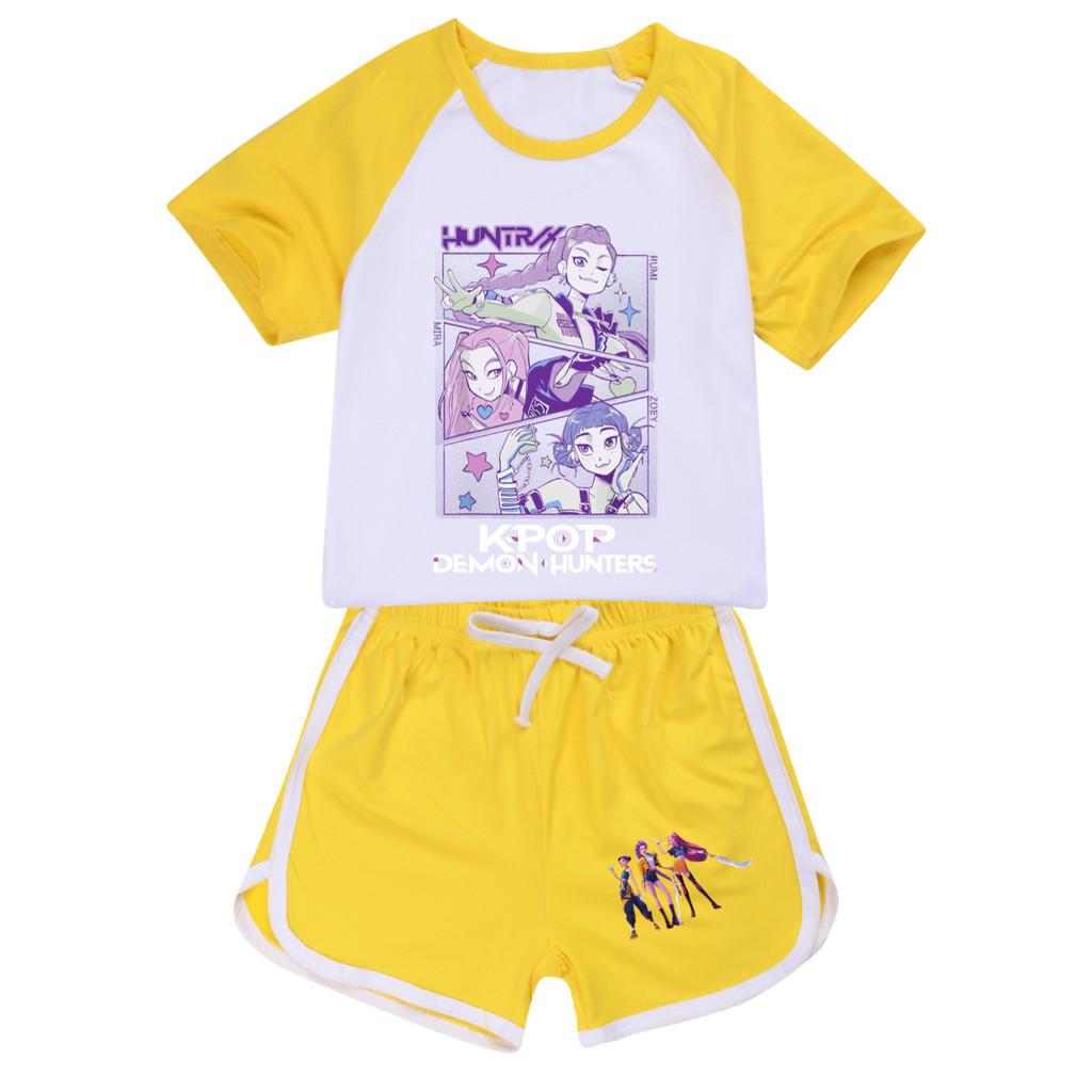 

Детский Девочки Аниме Мультфильм ПОП Певица Суперзвезда Зои Руми Мира Принт Футболка с короткими рукавами Шорты Брюки Повседневный Набор одежды 170cm жёлтый