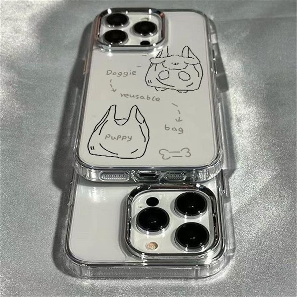 Applicable to iPhone17ProMax bag, puppy transparent mobile phone case, Apple 16Pro large hole 15/14 anti-drop