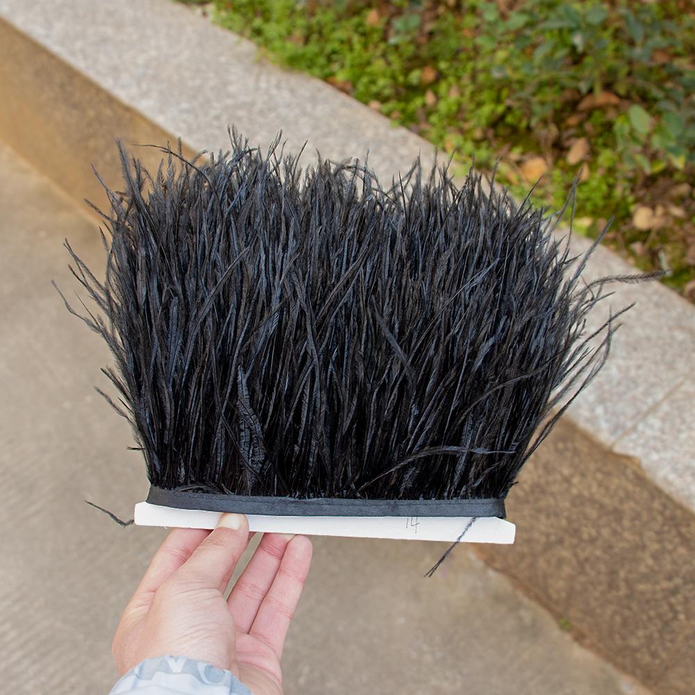 8-10 cm Högkvalitativ Strutsfjäder Trim Frans Naturliga Plymer Band För Hantverk Kläder Sybehör Bröllopsdekoration