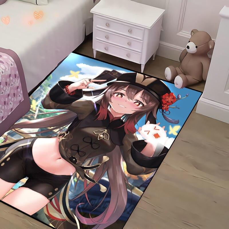 Alfombra rosa para habitación de niña, alfombra para sala de estar, alfombra de dibujos animados de Anime, alfombra para sala de juegos, mesita de noche, alfombras kawaii esponjosas para pasillo