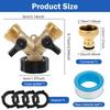 2 Way Hose Splitter Rustproof Garden Hose Splitter Practical Tube Diverter with Washer and Tape Multifunctional Tube Diverter