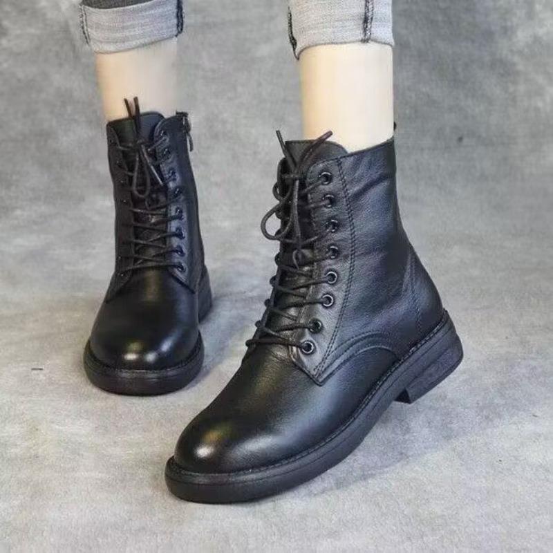 Chunk-heeled Shoes, Soft Leather Ankle Boots, New Autumn and Winter Styles, Thin Women's Boots, Soft-soled Boots