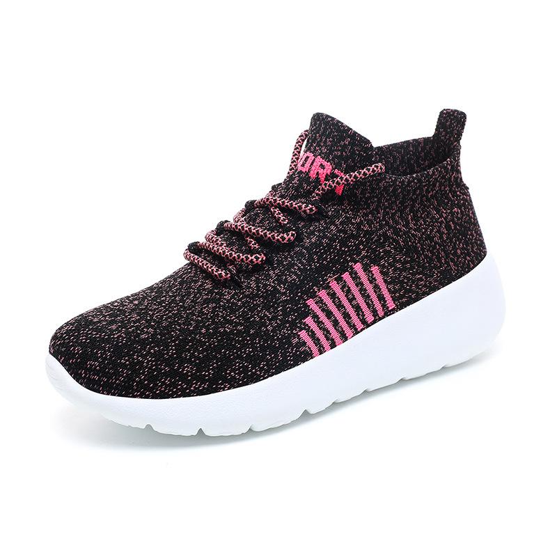Summer women's shoes popcorn bottom fly-woven mesh breathable middle-aged and elderly sports running shoes one-pedal socks shoes