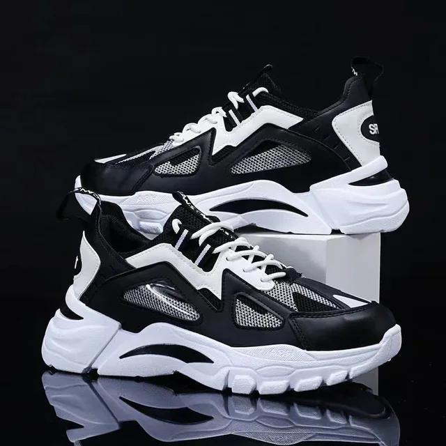 Men's Sports Shoes Spring New Mesh Breathable Casual Sports Shoes Fashionable Thick Soled Lightweight Running Shoes