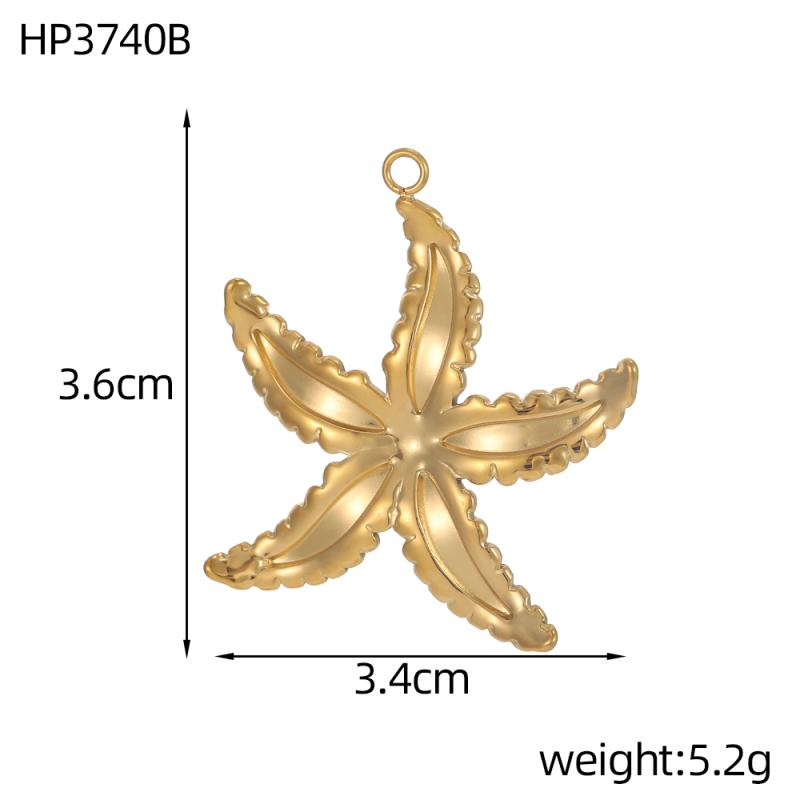 CARLIDANA Hot Selling Summer Fashion Charm Starfish Shell Titanium Steel Plated 18k Gold Color Style Pendant DIY Jewelry