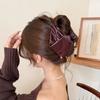 Solid Color Gold Standard Leather Triangle Clip Female 2025 New High-end Sense of Temperament Shark Clip Hair Accessories on The Back of The Head