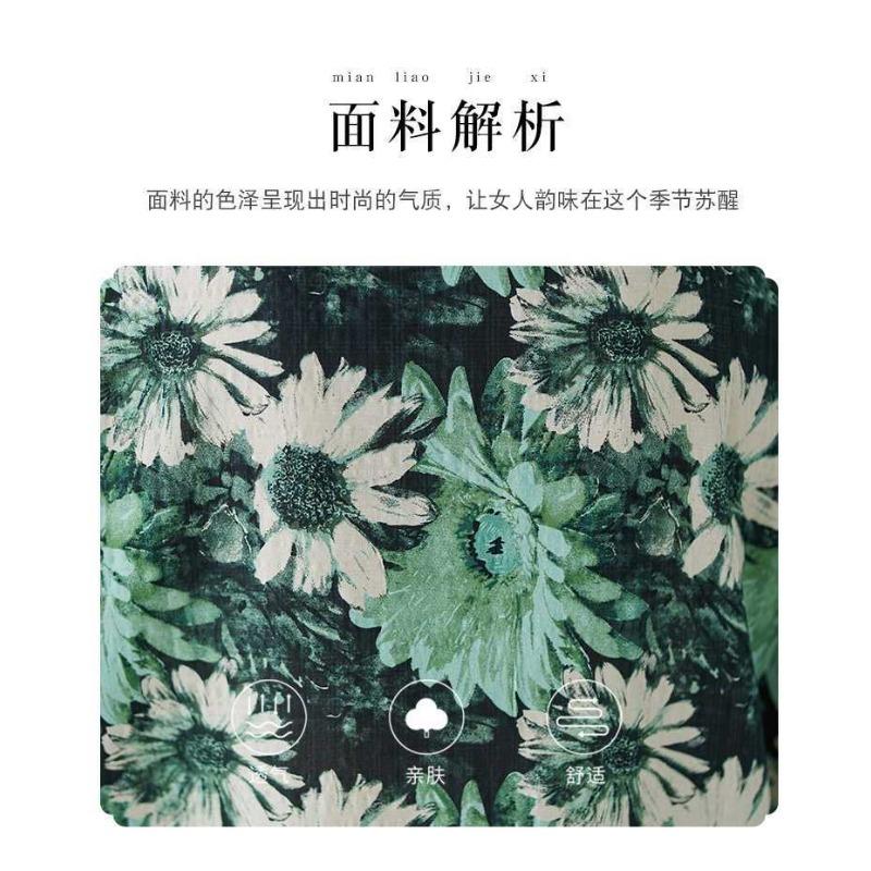 V-neck Thin Plus Size Loose Vintage Cover-up Long Dress