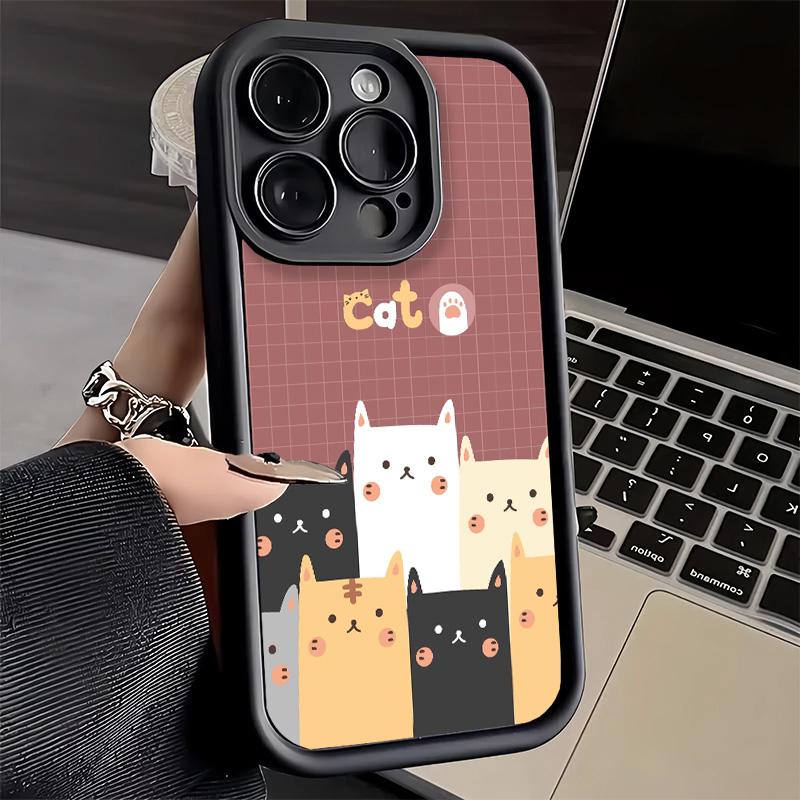 Phone Case for iPhone 17 Air 16E 15 16 Pro Max Cartoon Cute Cats Theme Cover 14 Plus 13 12 Mini Soft Shell Silicone Fundas