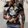 Loose Casual Plus Size Men's Short Sleeved T-shirt Eagle Soaring Print Fashionable Daily Comfortable Personalized T-shirt