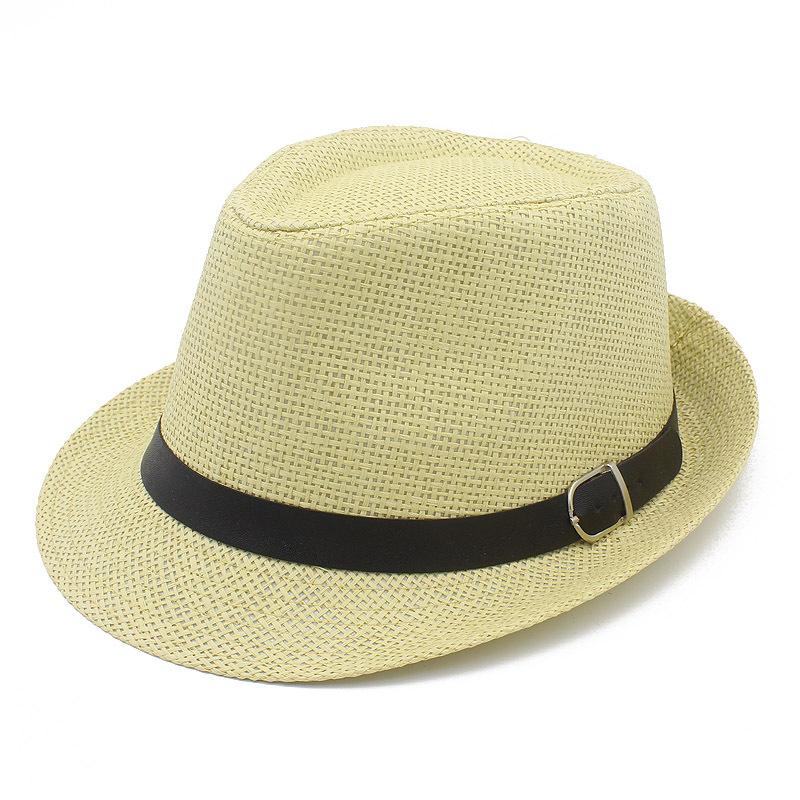Spring and summer curled jazz straw hat breathable black belt sunshade top hat middle-aged and elderly travel hat outdoor sun protection