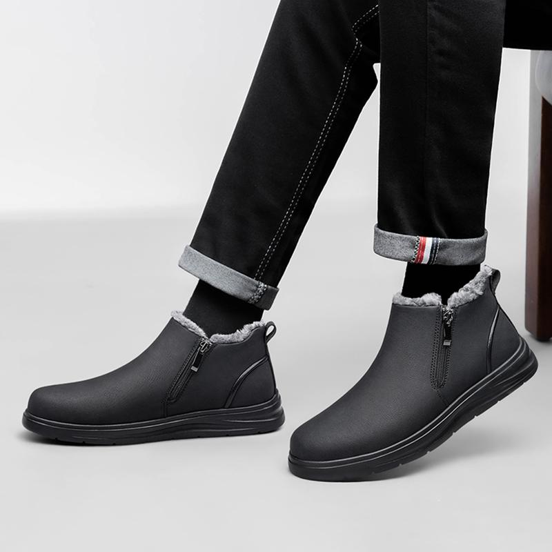 FashionGenuine Leather Ankle Boots for Mens High Quality New Winter Boots British Style Classic Suede Boots Non-slip Men's Casual Shoes