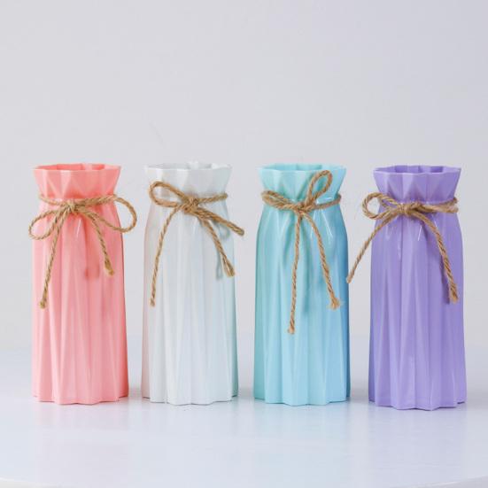 Woven Faux Rattan Vase for Flowers Plastic Weaving Texture Flower Vase Small Decorative Vase for Living Room Farmhouse Entryway Home Decor