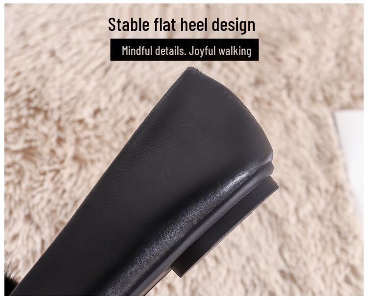 Damen 2025 Nerzfell Mokassins Loafer, Winter Samt Spitz Zehen Ballerinas, Große Größe 41