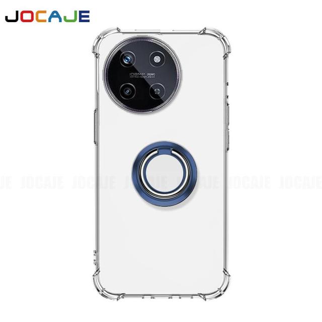 Ringstativ gjennomsiktig veske for OPPO Realme 11 4G 11X Pro Plus Holderbrakett Støtsikker gjennomsiktig myk TPU silikonbeskyttende telefonbakdeksel