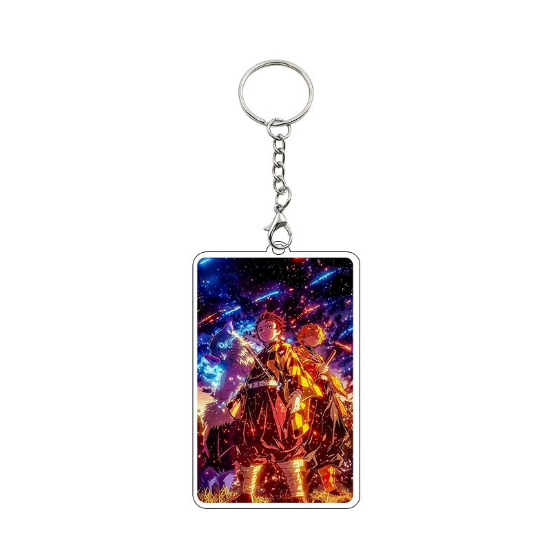 Fashion Anime Acrylic Keychain Accessories Tomioka Giyuu Kanroji Mitsuri Nezuko Cartoon Car Charm Pendant Gifts Toys Wholesale