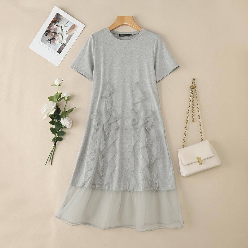 

ZANZEA Женское повседневное летнее платье с круглым вырезом и короткими рукавами 2XL серый