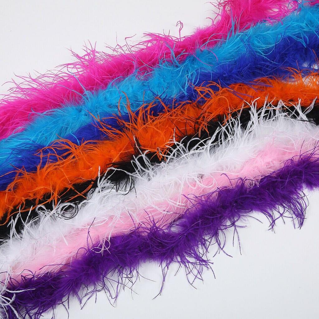 Fai da te 2 Metri Singolo Strato Piume di Struzzo Boa Naturale Piume Trim Gonna Sciarpa Stola Matrimonio Festa Costume Decorazione Artigianato Piume