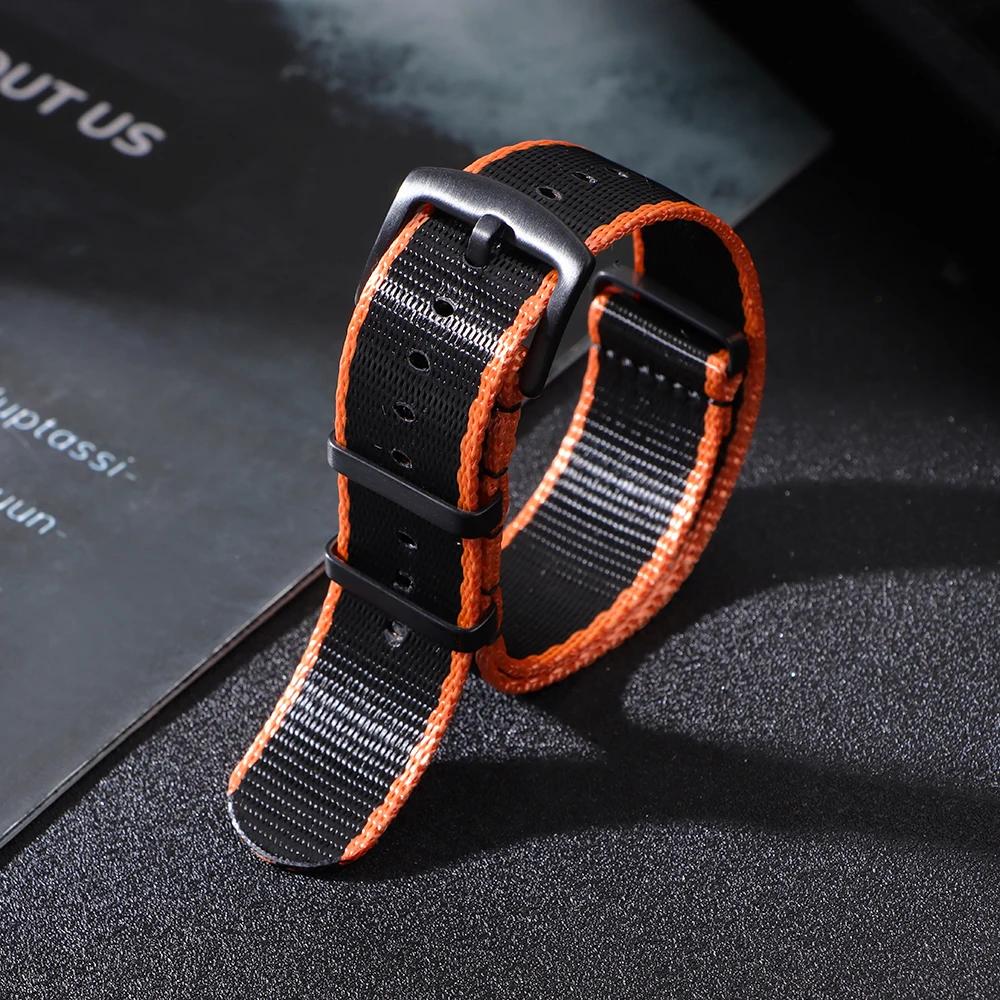 Ribbed Nylon Watchband Nylon Watch Strap 20mm 22mm Watchband Black Buckle Bracelet for Military Sport Watch Band Accessories