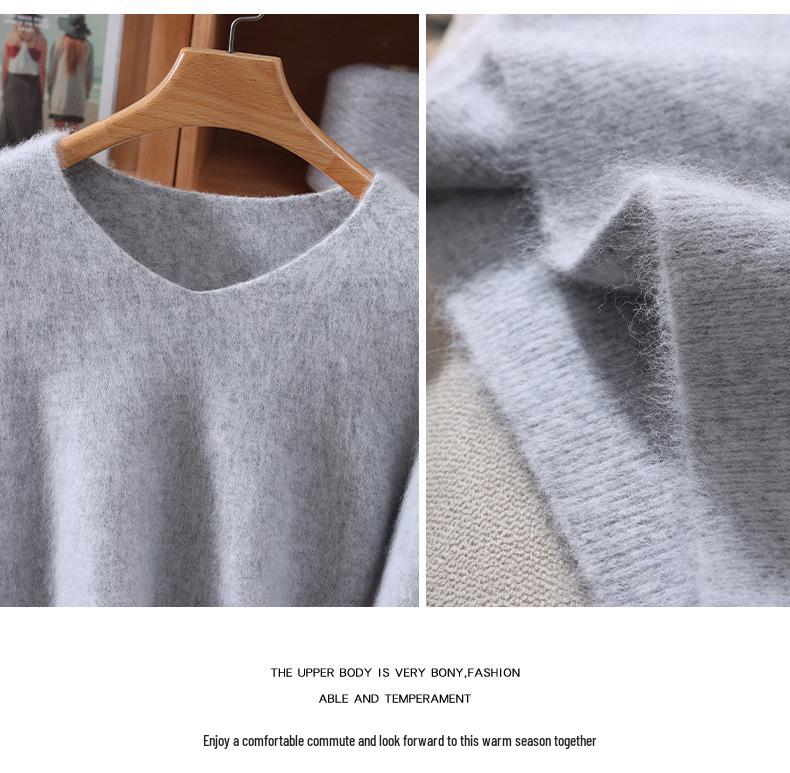 Damen Schlank geschnittener V-Ausschnitt Nerz Kaschmir Pullover, Große Größen, Herbst/Winter Pullover
