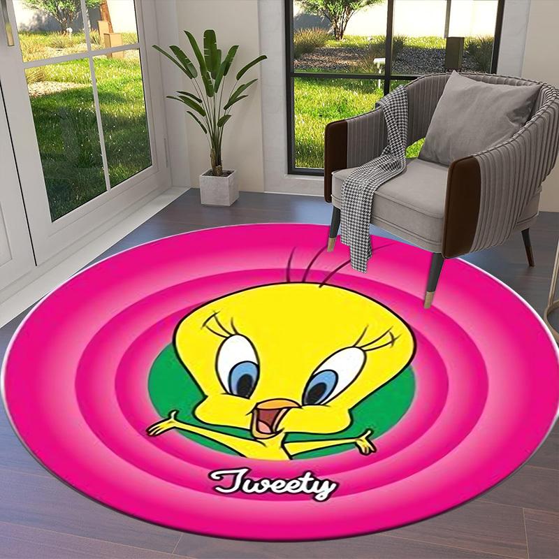 1pc Tweety Bird Round Carpet, Made of Polyester,Perfect for Decorating Office Chairs, Living Rooms Fplt136