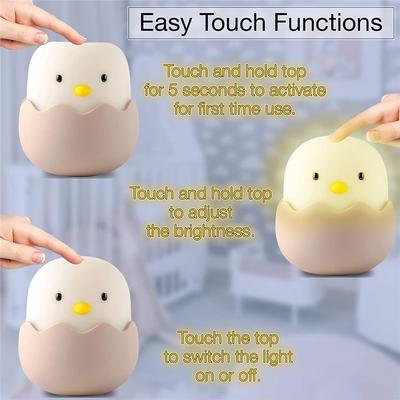 Weiche Silikon Kinder LED Nachtlicht USB Wiederaufladbar Niedliches Tier Küken-förmige Intelligente Touch-Steuerung Lampe Für Schlafzimmer Dekoration