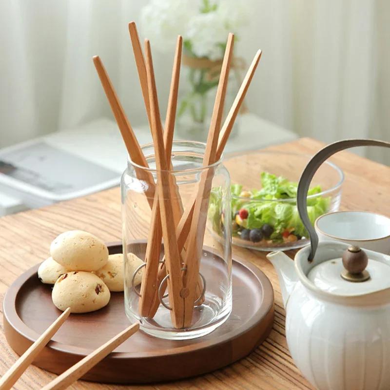 Wooden Tongs Kitchen Cooking Tweezer Meat Food Tongs Clip Bread Salad Clamp BBQ Kitchen Tweezers Wood Kitchen Accessories