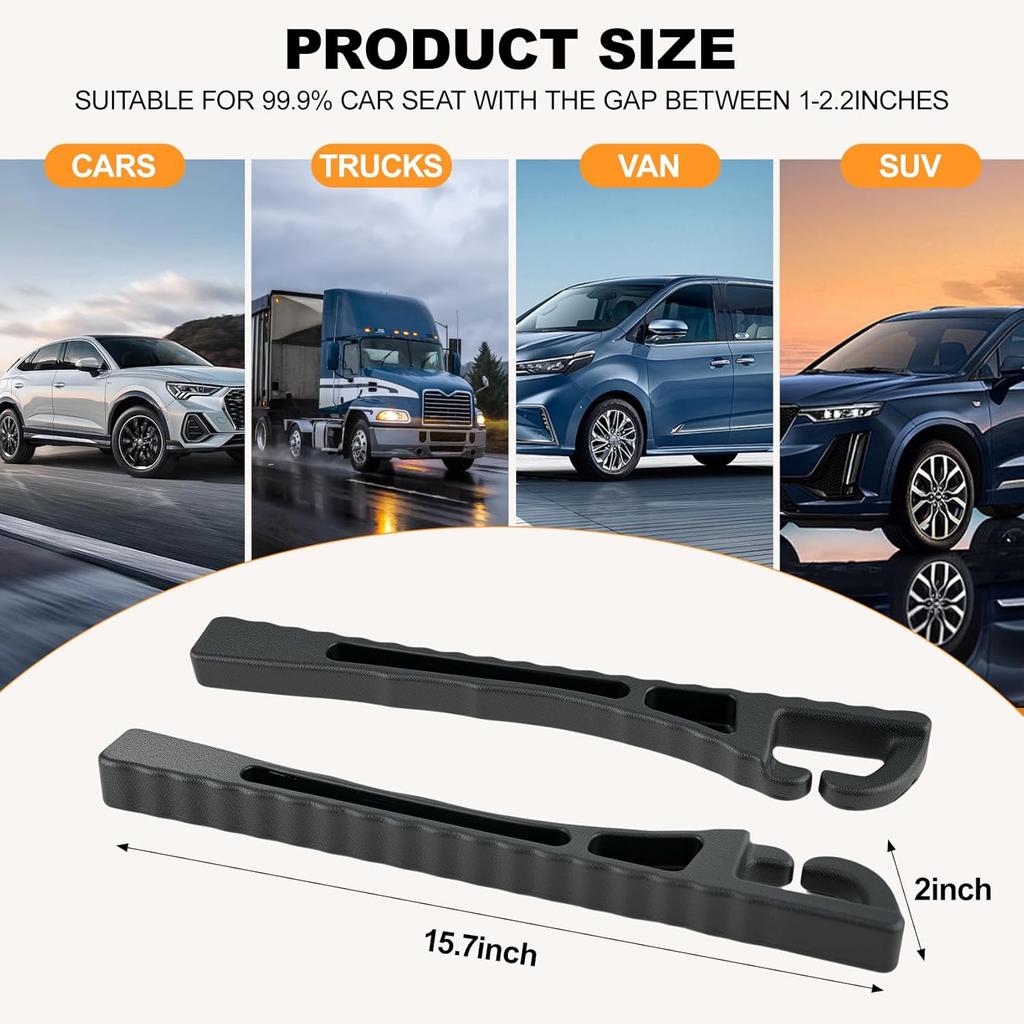 2PCS Car Seat Gap Filler, Seat Gap Filler For Cars SUV Trucks, Car Essentials, Effectively Prevent Things From Falling Off (Universal, Black)