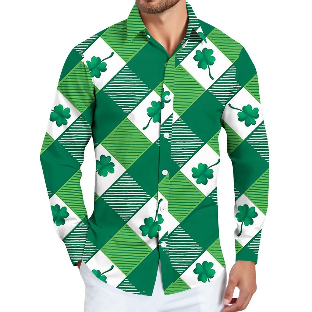 Pánská košile s vánočním potiskem, dlouhý rukáv, na knoflíky