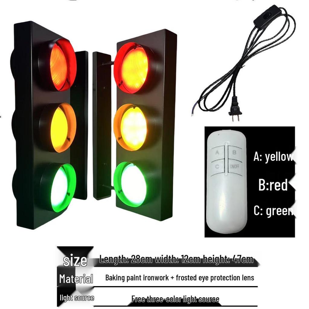 Industrial Retro LED Traffic Light Wall Lamp for Bar or Gallery Decor