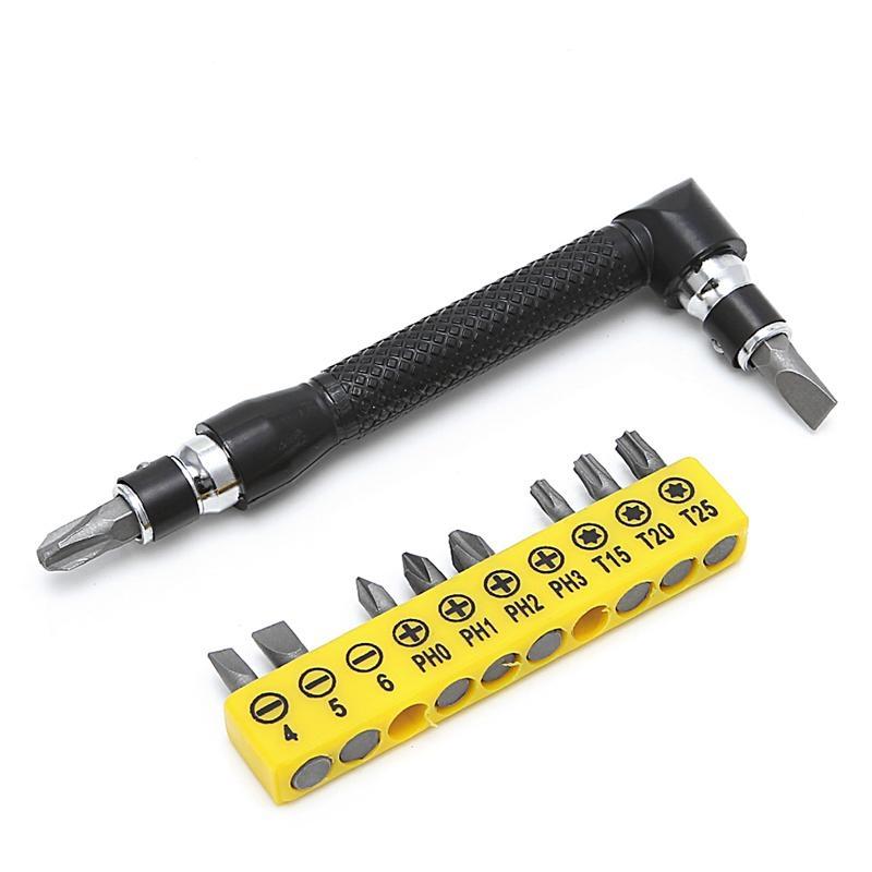 24TE 10 In 1 Socket Screwdriver L-shaped Angle for Head Twin Wrench Driver Torx Flat