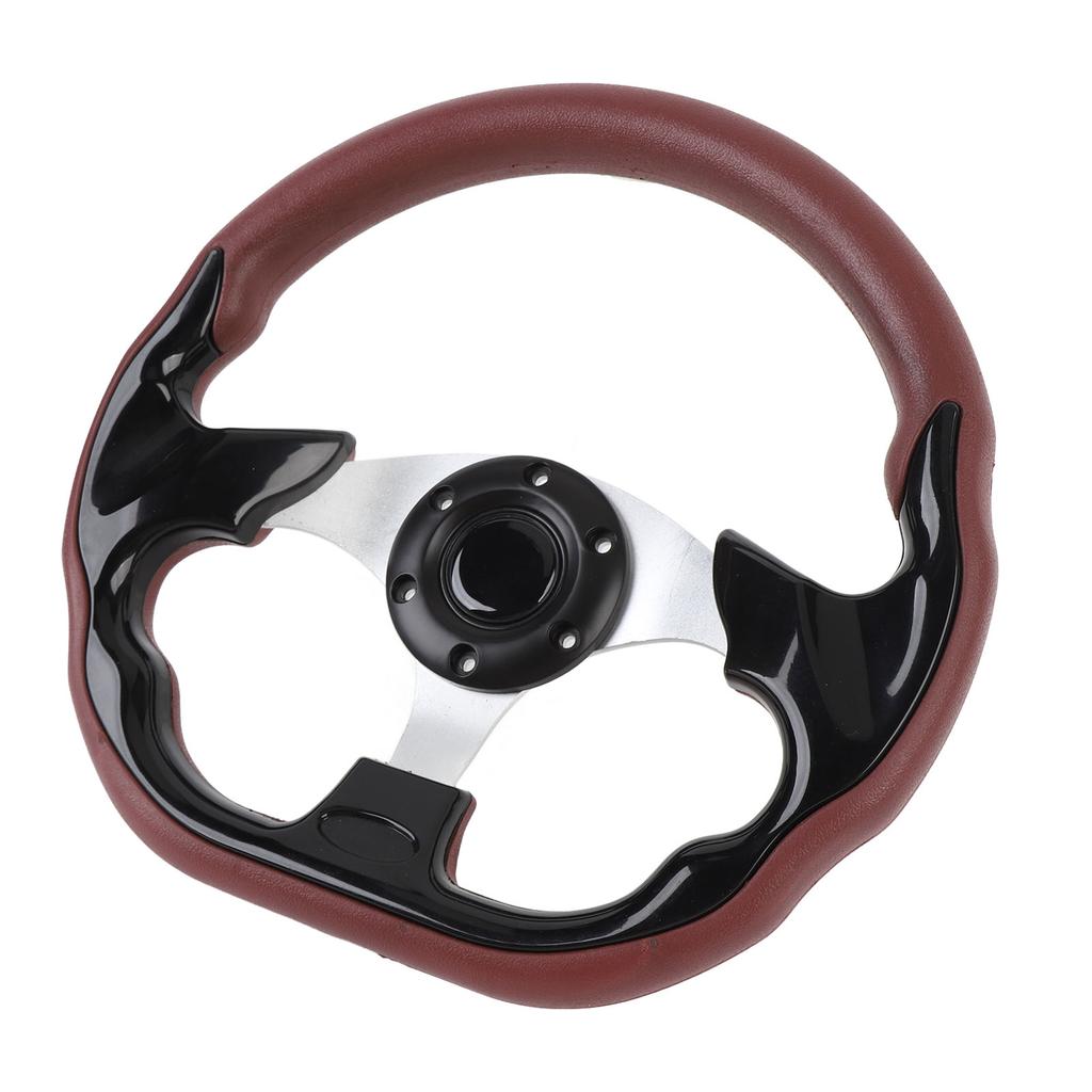 13in Car Steering Wheel PU Sporty Look Enhanced Grip Race Style Steering Wheel for 6 Hole Steering Wheel Hub Adapter