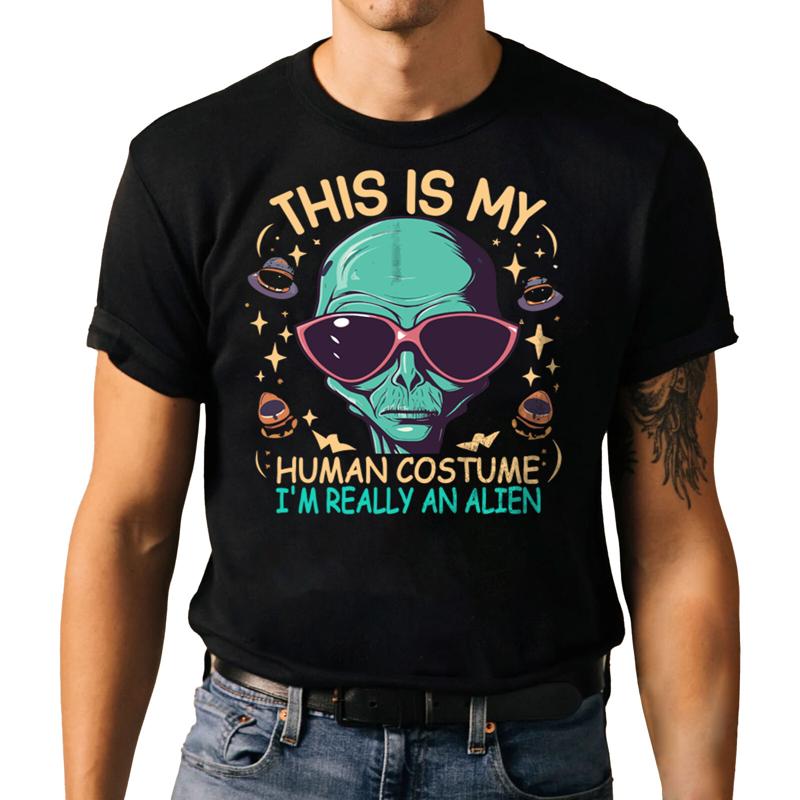 This Is My Human Costume I M Really An Alien Funny Halloween T Shirt S разноцветный