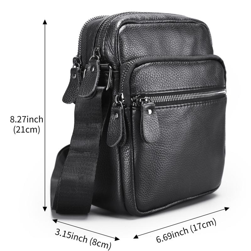 Leather Shoulder Bag Men's Premium Layer Leather Vertical Business Commuter Bag Men's Casual Crossbody Bag Men's Bag