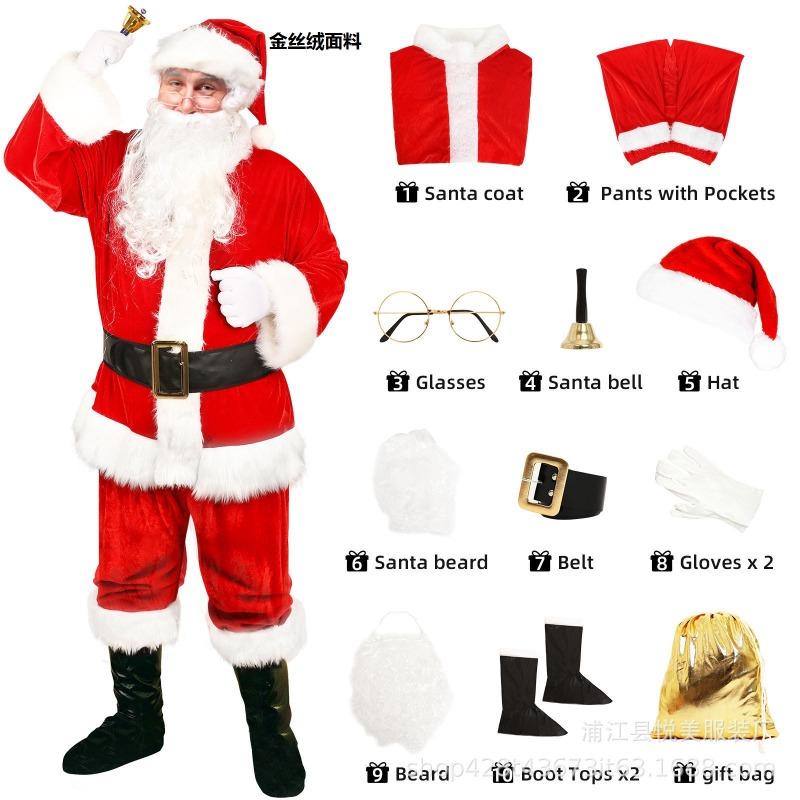 Christmas Costume Clothes Santa Claus Grinch Green Hair Grinch Performance Costume