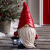 Christmas Red Hat Gnome With Lantern Garden Elf Figurine Outdoor Yard Lawn Ornament Holiday Decoration For Home And Garden