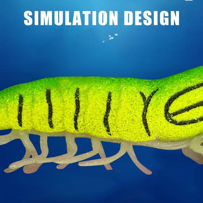 Fishing Lures Shrimp Lures Baits Glow Jig Hook Glow Squid Jig Artificial Baits Cuttlefish Hook with Rings Bead