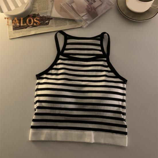 Damen Gepolstertes Rippen-Tanktop Sommer Ärmelloses Racerback Basic Top mit integriertem BH Spaghettiträger Camisole Crop Top