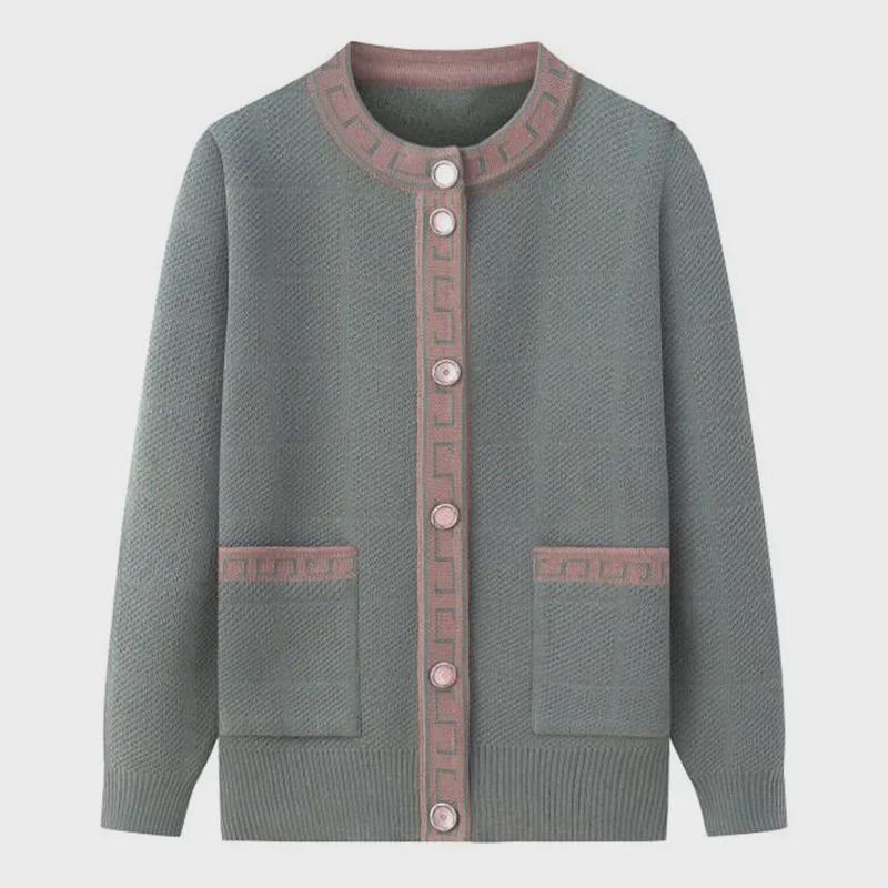 Plus Velvet Thickened Cardigan for Middle-Aged and Elderly Women