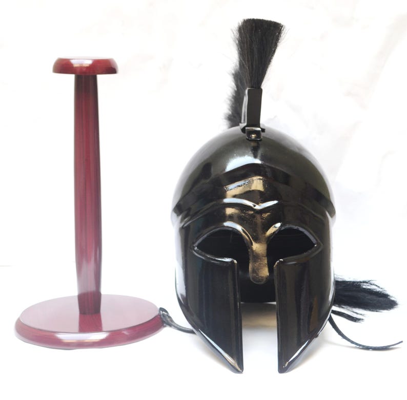

Greek Corinthian Helmet, Black Greek Warriors Helmet Roleplay Helmet, With Stand M