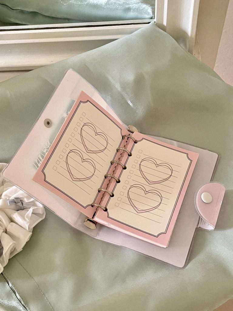 Kawaii A7 Pocket Binder for Girls - Refillable PVC Notebook, Cute Journal Loose Leaf Photocard Collection Book
