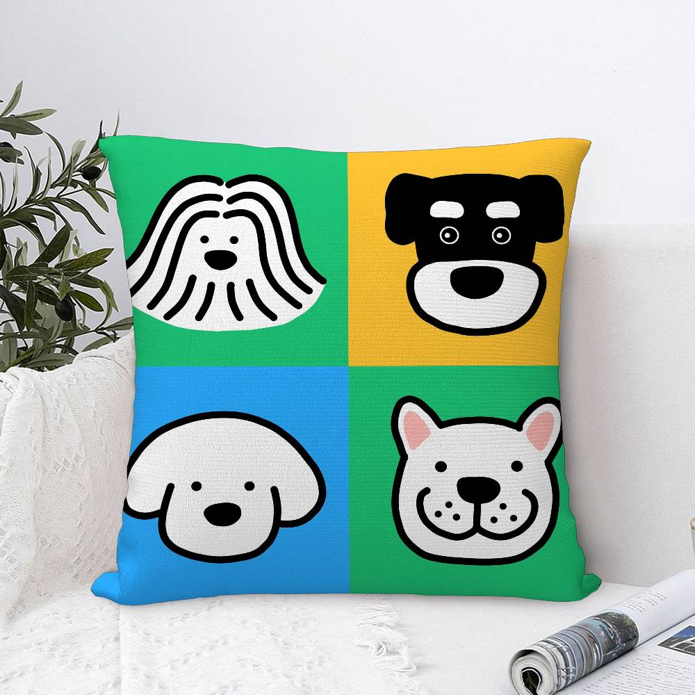Cartoon Simple Cute Dog Pillow Case Plush Fabric Soft Double Sided Print Home Sofa High Quality Cushion Cover Throw