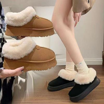 2024 Women's Fashionable Non-slip Winter Snow Boots - Thick Sole, Comfortable, Versatile, Plus Velvet, Casual Cotton.