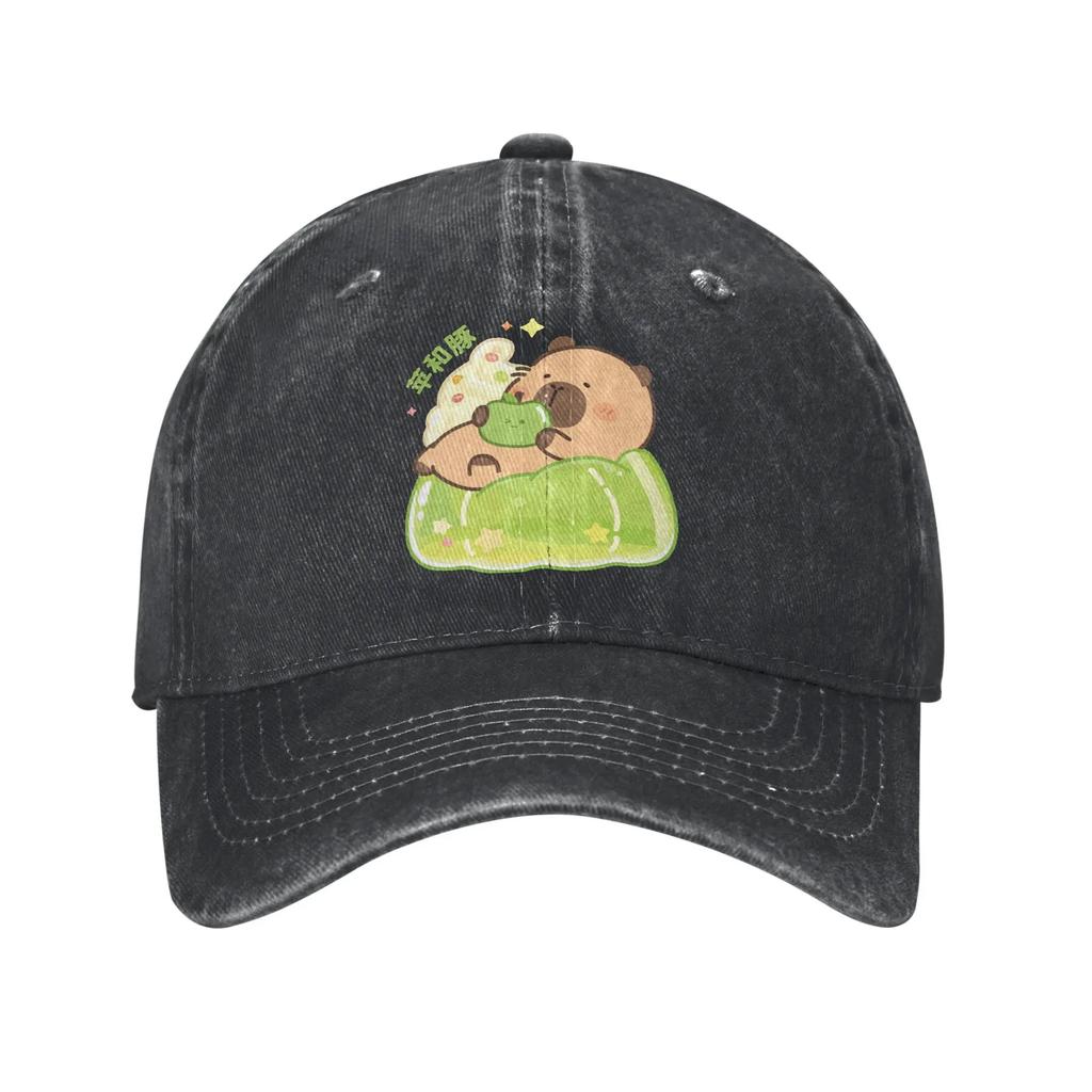 Cartoon Cute Capybara Unisex Women Baseball Caps  Distressed Washed Caps Hat Fashion Outdoor Running Golf Adjustable Fit Sun Cap