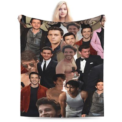 Jonathan Bailey Collage  Flannel Blankets Autumn  Warm Bedding Throws for Students Living Room Street Bedspread Sofa Bed Cover