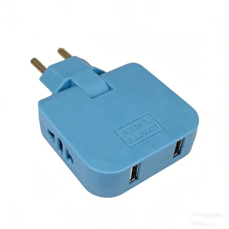 European Standard Rotating Plug Adapter – 180° Swivel Multi-Outlet Socket, Cordless & Portable