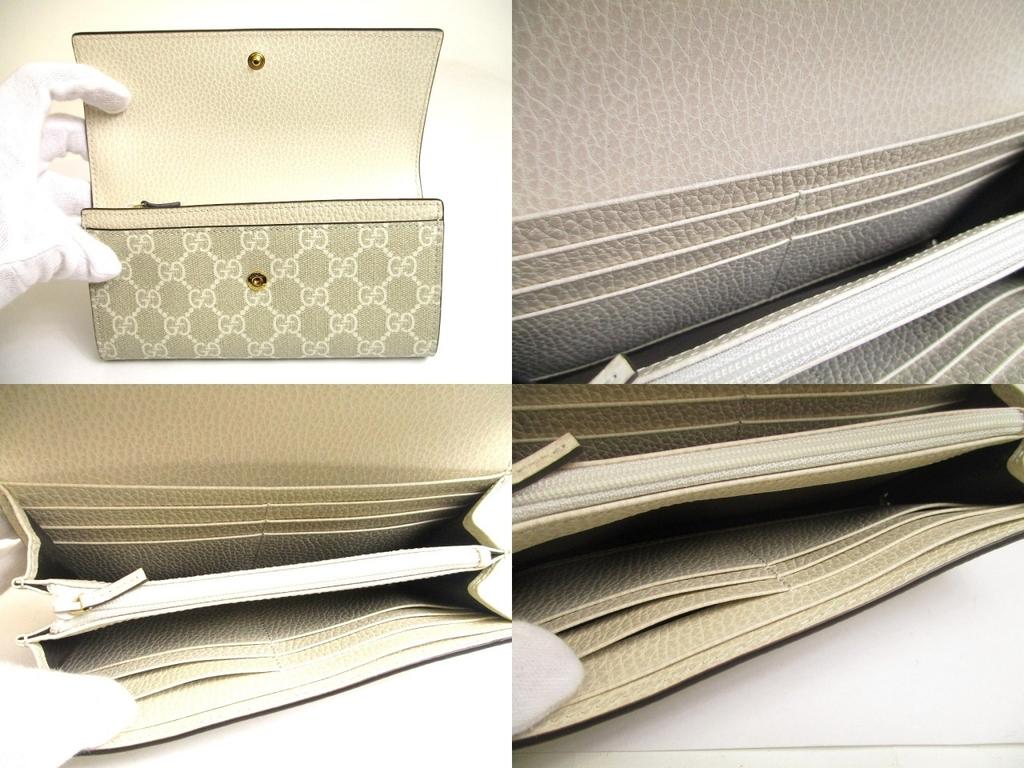 Authentic GUCCI Marmont G Off White Leather Continental Wallet Flap Long Wallet #a709  Open Box