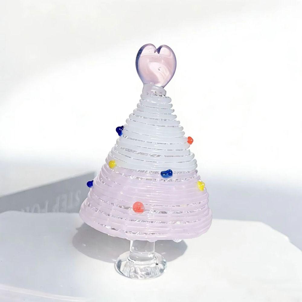 Home Decor Christmas Tree Figurines Brushed Glass Christmas Decoration Crystal Christmas Tree Gift
