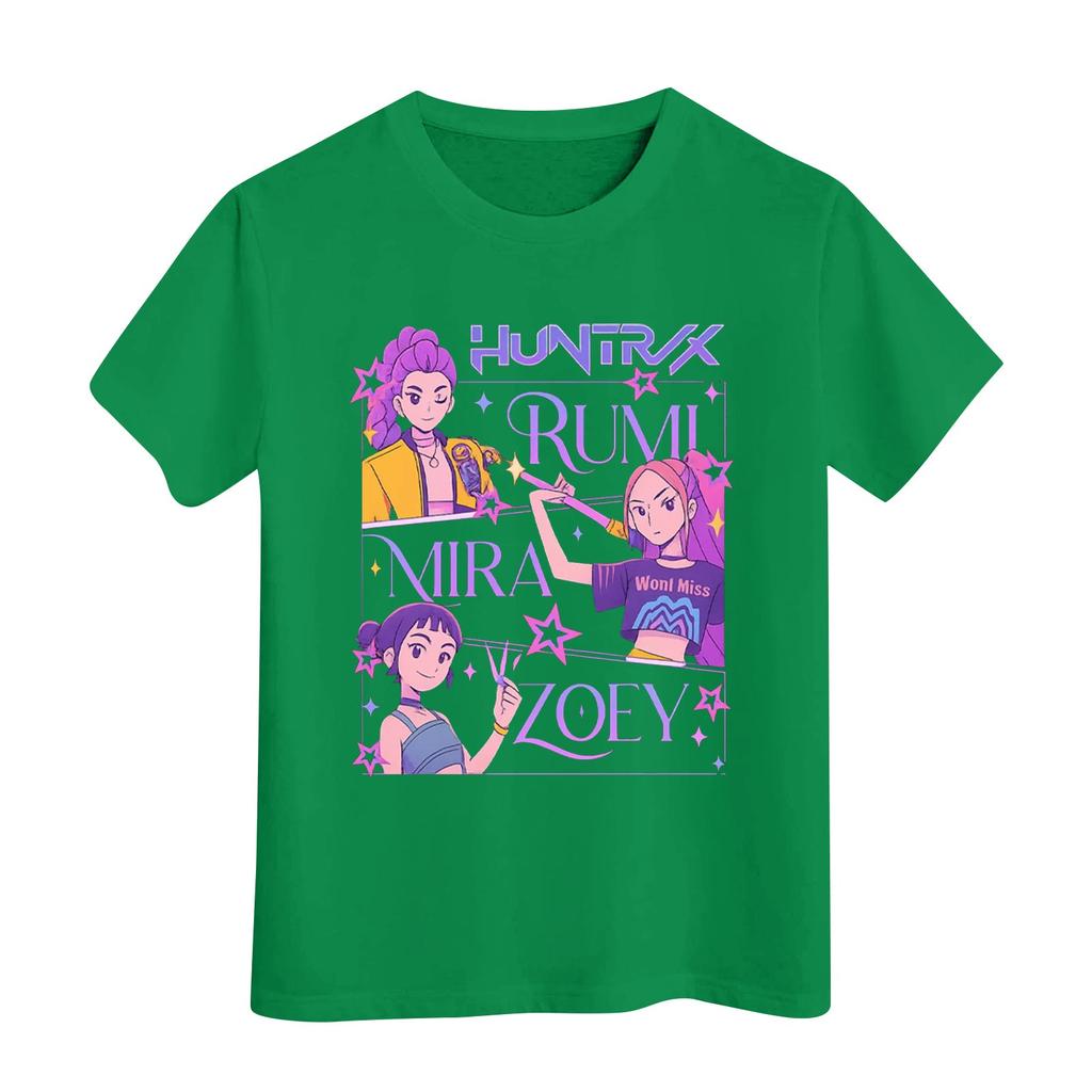 Boys Girls Round Neck Casual Printed Short-sleeved T-shirt Top