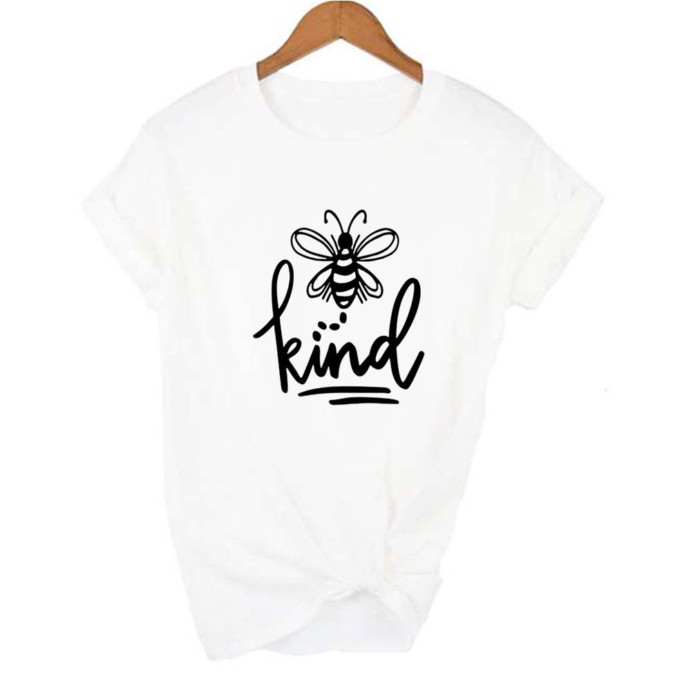 Bee Kind Print Graphic Tees Women Summer Short Sleeve Female T Shirt Mujer Camisetas Aesthetic Harajuku
